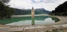 Der versunkene Turm im Reschensee